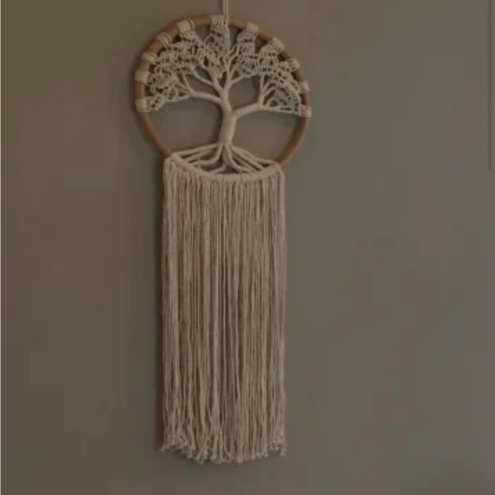 Elegant Cream Macrame Tree of Life Wall Hanging